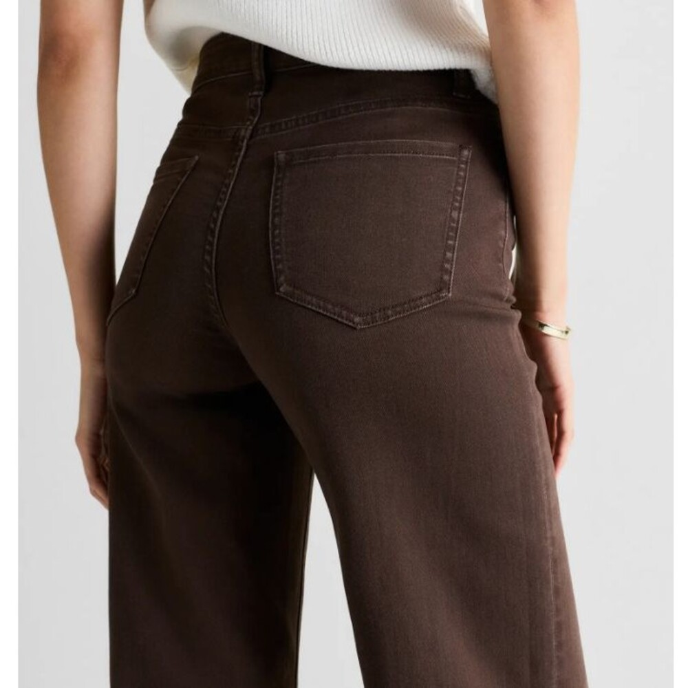 Quince Bella Stretch Wide Leg Jeans Coffee Bean Brown 24x32 NWT - Picture 2 of 5